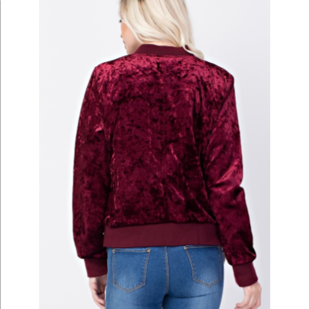 π΅2x HPπ΅ Velvet Wine Bomber Jacket - Picture 3 of 4